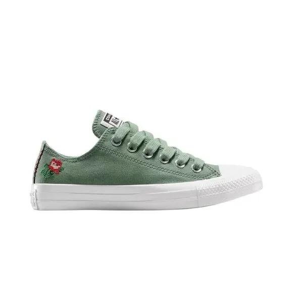 Converse Chuck Taylor All Star Rose Cross Stitch Sneakers Green A13658C Size 6 - Picture 5 of 8